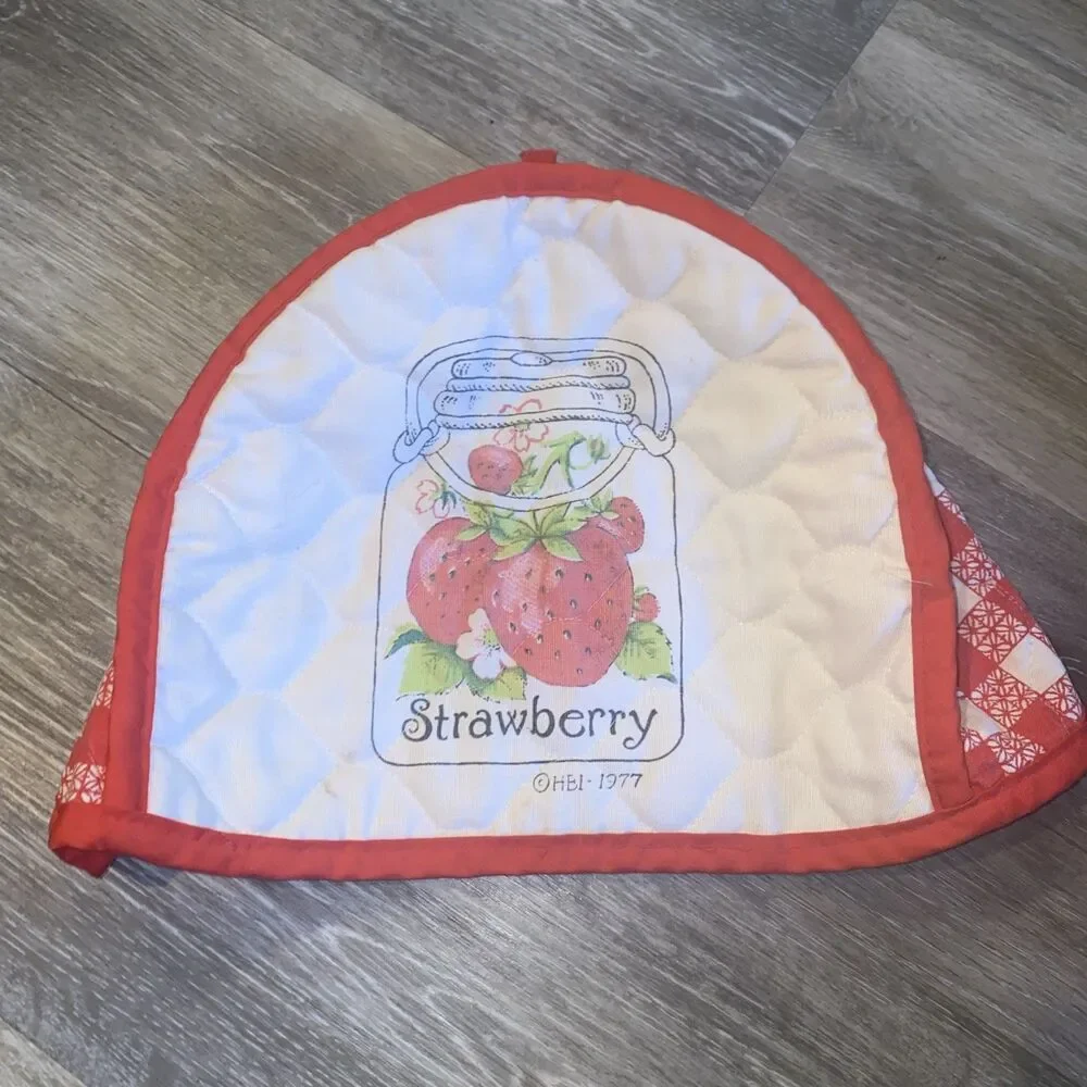 Vintage HBI- 1977 Toaster Cover Quilted Strawberry Kitchen Decor Jar,Cottagecore